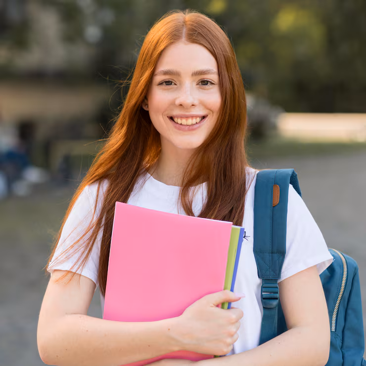 Student with backpack